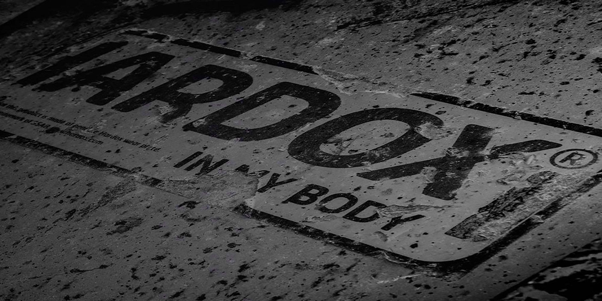 Hardox® logo from equipment that has been used in rough conditions.