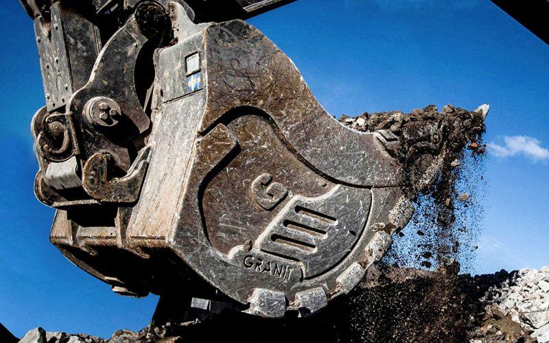 Bucket against a blue sky.